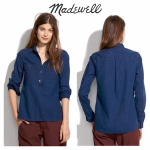 Madewell • pin dot chambray popover top • small